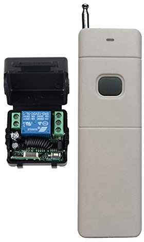 CC 12 V 10 A 1 canal mini interruptor de relé, mando a distancia con receptor, gran alcance, 500 m, interruptor de luz de acceso/sistema de control de frecuencia de puerta
