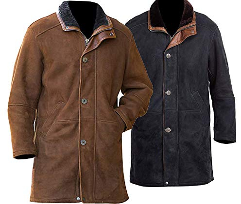 EU Fashions Sheriff Walt Longmire Wildledermantel braun/schwarz Gr. Medium, Longmire Mantel aus braunem Wildleder