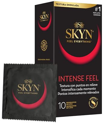 SKYN Intense Feel condones, (10 piezas) preservativos estimulantes 100% sin látex, compatibles con nuestros lubricantes