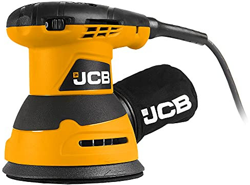 JCB 320W Electric Random Orbital Sander 125mm 5'', 3 x Sanding Sheets, 3m Cable, Variable Speed & Dust Collector, 3 Year Warranty