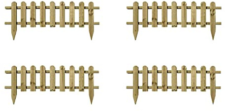 BONAFIDE 4 PCS Wooden Picket Fence Panel Fencing Edge Border for Garden Backyard Grass Edging for Lawn Fixed Picket Fence Log Decorative 30 x 120 cm [Pack of 4]