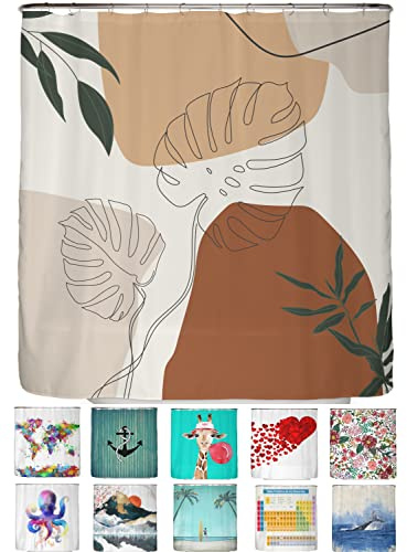 arteneur Anti-Schimmel Duschvorhang 180x200 cm Boho | Textil recycelt, OEKO-TEX 100, 40°C Maschinenwäsche, blickdicht, wasserdicht, beschwerter Saum, mit 12 recycelten Ringen