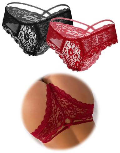 ohmydear Perizoma Donna Sexy in Pizzo Vita Bassa 1/2/3 Pezzi - Modello Tanga Slip, Taglie Forti Disponibili, Stile Seducente Erotico