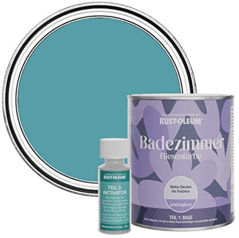 Rust-Oleum wasserfeste blau Fliesenfarbe für Badezimmer in Seidenglanz Finish - Petrol 750ML