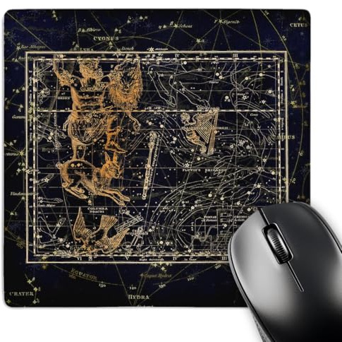 3dRose Retro Star Map. Asterisms of Orion, Lepus or Hare. Orange, Yellow - Mouse Pads (mp-372479-1)