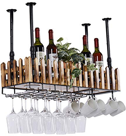Weinregale Home/Bar Retro Wandmontage Industrie Metall Holz Hängende Gläser & Flaschenhalter Weinregal Ausstellungsstand für Barschrank Küche Organizer Wohnkultur
