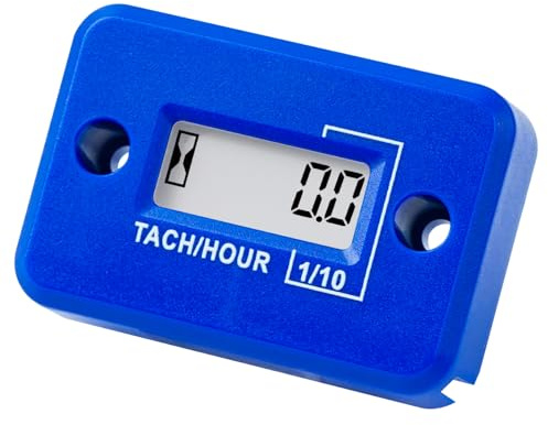 NInE-ROnG Tachymètre Compteur Horaire LCD Inductif Moteur Essence, Bleu | RPM en direct jusqu'à 30000, relevé 99999H, boîtier époxy IP68, détection fil de bougie, 54 x 37 x 14,5 mm, suivi entretien