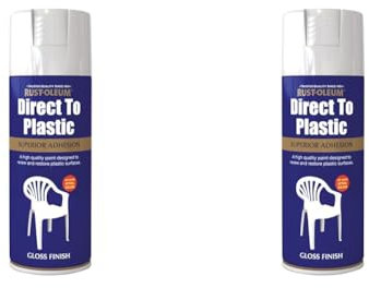 Rust-Oleum AE0030001E8 400ml Direct to Plastic Spray Paint - White (Pack of 2)