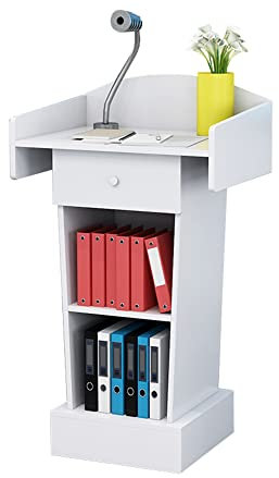 Rednerpult-Podiumsständer, Rednerpult-Podium, einfaches und modernes bodenstehendes Kirchenpodest, bodenstehendes Schulbüro-Redekirche-Kanzel-Rednerpult/Weiß/45x40x110cm (Schwarz 45x40x110cm) (We