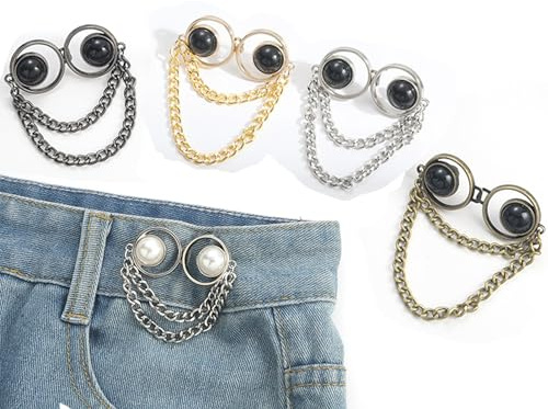 Xzyden Pant Waist Tightener, 4 Pcs Pants Button Tightener, Pants Tightener for Waist, Cute Jean Buttons for Loose Jeans, 8Pcs/4 Sets,Cute Eye