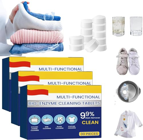 Multi-functional Bio-Enzyme Cleaning Tablets,Foam Rust Remover,Bio-Enzyme Salt Tablet,Kitchen All-Purpose Cleaning Powder,Household Bio-Enzyme Cleaner for Clothes,Cooktops (3 Box)