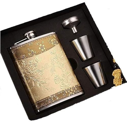 Flasque de hanche en acier inoxydable de 8 Oz, ensemble de flasques de hanche avec entonnoir, 2 tasses à vin, coffret cadeau de luxe for hommes d'honneur, bouteilles de hanche for hommes