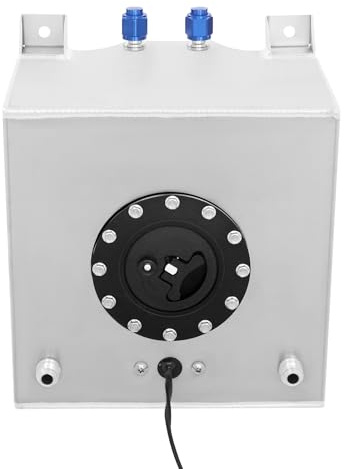 MINRS 20L Universal Aluminum Treibstofftank Kraftstofftank mit Ölstandsensor Ausgestattet, 0-90 Ohm Alu Renntank Motorsport Tank Motorsport Benzintank für Meisten Fahrzeuge Silber