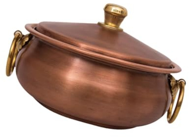 Sharplace Pure Copper Pot Stew Pan Solid Easy to Clean Handicraft with Lid Multi-scenario Casserole Dish Cookware for Family Restaurant, S