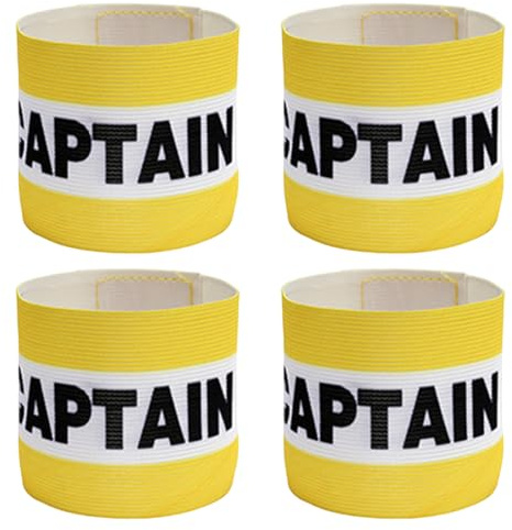 EIHI 4 Stück Kapitänsbinde, einstellbare Fussball Armband für Erwachsene Kinder, Unisex Klettverschluss Arm Bands für mehrere Sportarten Fußball Hockey Rugby Netball（Gelbe）