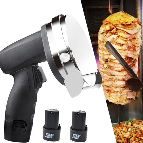 Machine à trancher la viande sans fil, trancheuse à kebab, couteau gyroscopique électrique, couteau à shawarma électrique commercial, couteau gyroscopique, trancheuse à kebab Doner, avec batterie rech