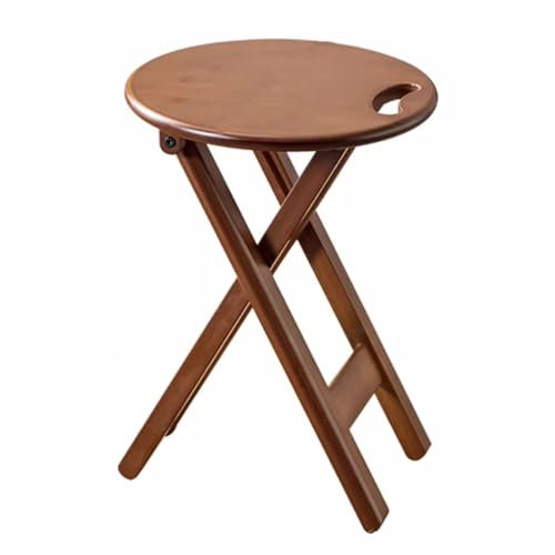 Sgabello pieghevole rotondo marrone con maniglia installazione gratuita e sgabello alto (60 cm)
