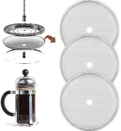 Paquete de 3 filtros de malla de malla para prensa de café, filtro de prensa francesa, filtro de repuesto de acero inoxidable, pantalla de filtro de repuesto para cafeteras y tés de 34 onzas/1000 ml