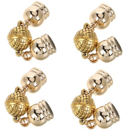 BEBEMOKO 4 Pcs Magnetic Clasps for Jewelry Making DIY Necklaces and Scarf Buckles 12mm Gold Magnetic Connectors for Women Accessories