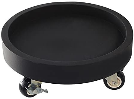 FQCXCKJ Runder Pflanzencaddy mit Rädern, rollender Pflanzenständer aus Kunststoff mit Rollen, Pflanzenroller-Basis (Schwarz, 50 cm)