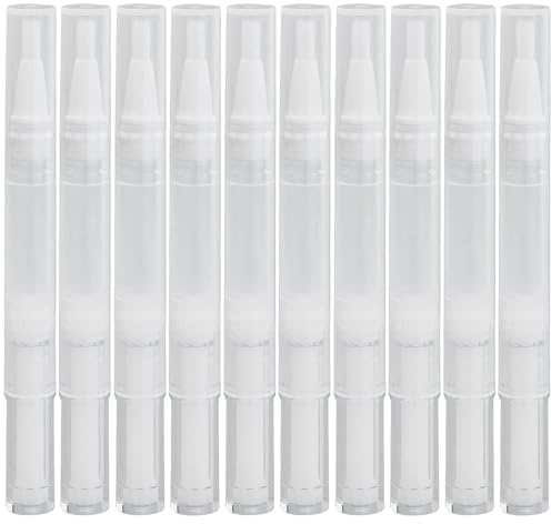 10 st Transparenta skruvpennor, 3 ml nageloljapenn med penseltips, tom oljepenna för nagelvård, kosmetisk applikator för påfyllning av läppglans, nagellack, ögonfransväxtvätska etc