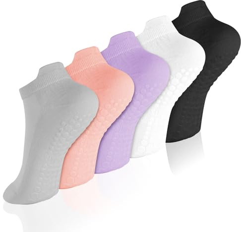 AOOWU Halkfria strumpor, dam, 37–40 halkfria strumpor, yoga-strumpor, pilatesstrumpor, sportstrumpor, stopparstrumpor, dam, yogastrumpor för kvinnor och flickor, hem, rehabilitering, dans, träning, 5