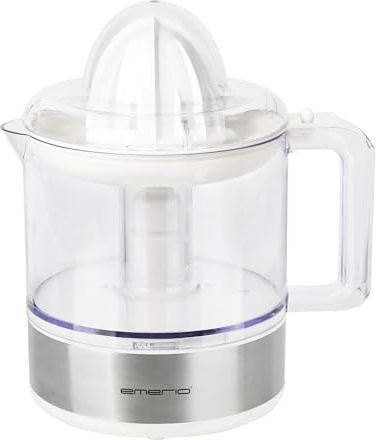 EMERIO Exprimidor eléctrico de cítricos, exprimidor de naranjas, recipiente grande de 800 ml con escala, 2 direcciones de giro para un mayor rendimiento de zumo, 2 conos (grandes y pequeños) + tapa