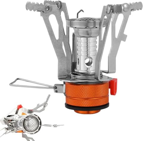 Hornillo portátil para camping, mochila y camping – Estufa de mochila plegable portátil para camping, cocina de senderismo con adaptador de bidón, equipo de cocina resistente al para picnic y