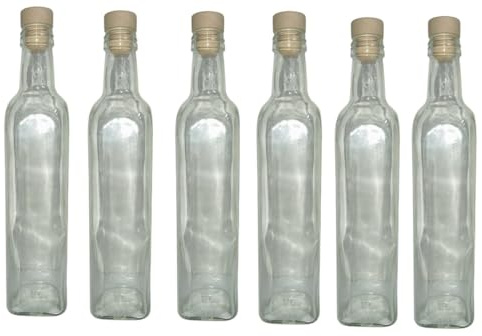 COSE DA CASA 6 Bottiglie in vetro 500ml con tappo per liquori limoncello decorazioni decoupage bomboniera bottigline olio sali minerali collezione
