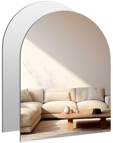 2 Stück Bogenspiegel Selbstklebend fürs Badezimmer, 40×30cm Rahmenloser | HD Bilder Glasspiegel Dekorativer Wandspiegel für Wohnzimmer, Gäste-WC, Schlafzimmer, DIY-Projekt