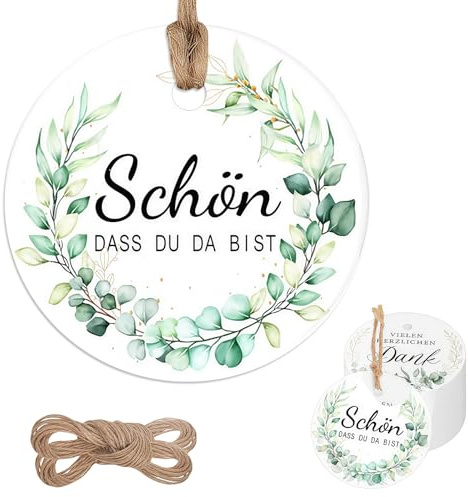 GWAWG 100 Stück Dankeschön Geschenke Klein Herz, Danke Anhänger Herz Eukalyptus, Geschenkanhänger mit Spruch, Papieretiketten mit Schnur für Hochzeit Geburtstag Konfirmation Geschenkverpackung