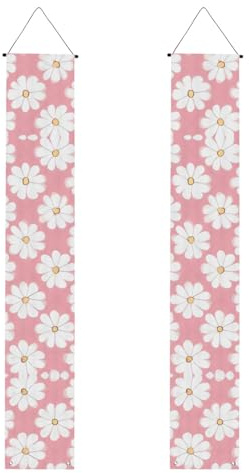 MJHKXLJ Striscione per portico di laurea con motivo crisantemo bianco, robusto, durevole, lavabile e riutilizzabile, decorazione per laurea 30,5 x 180 cm