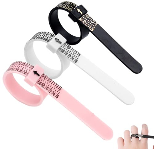 OUDQFCJ 3 Pièces Ruban de Mesure pour Bague, Baguier Mesure Doigt, Taille Bague, Doigt pour Bague, Baguier Taille Française, Ring Sizer, Jauge Européenne pour Circonférence des Doigts