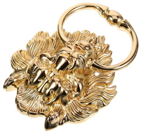 Hemobllo Aldaba de Puerta de Metal Forma de Cabeza de León Dorada, Tirador Decorativo Vintage de Aleación de Zinc Resistente al Óxido para Puertas y Cajones