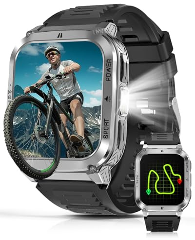 OIKKEI Militär Smartwatch Herren mit GPS, 1,83 Robuste Outdoor Uhr, Fitnessuhr mit Telefonfunktion, IP68 Wasserdicht Sportuhr, Taktische Uhr für Handwerk, BAU & Wandern, Android iOS