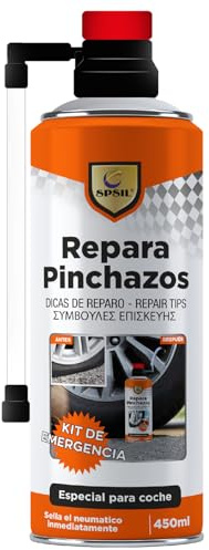 SPSIL Kit Liquido Antipinchazos Repara Pinchazos para Coche Moto Bicicleta Sellador Neumaticos Tubeless Reparación Rápida sin Desmontar Emergencia Viaje Caravana Rueda 450ml