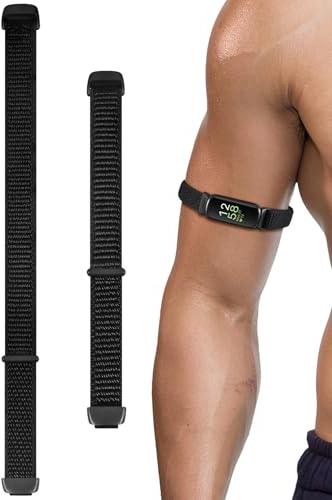 Arm/Ankle/Wrist Band Compatible with Fitbit Inspire 3 Fitness Tracker, Adjustable Nylon Hook & Loop Sport Workout Replacement for Inspire 3 Women Men Armband/Ankleband/Wristband Accessory (Black)