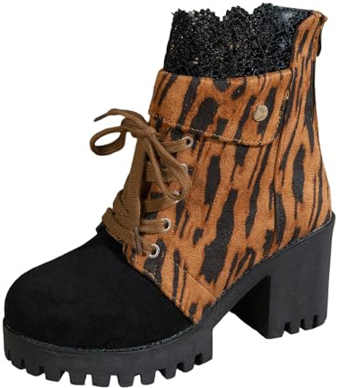 Stövlar damer med blockklack, läderstövlar, fashionabla stövlar med blockklack, ventilerande ankelstövlar runt tåområde och snörning sommarstövlar