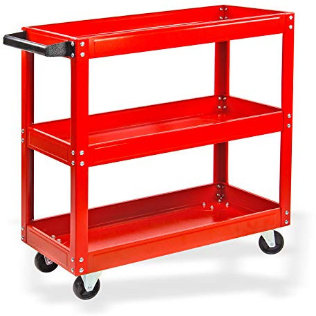Werkstattwagen Etagenwagen Rollwagen Plattformwagen Transportwagen 3 Etagen rot