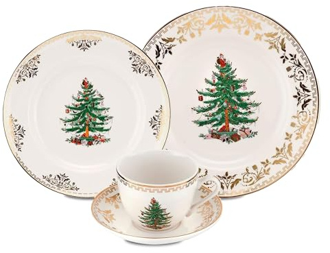 Spode Christmas Tree Gold 4-Piece Place Setting - 7 Oz, Set of 4