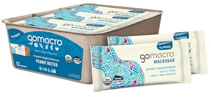 GoMacro MacroBar Organic Vegan Protein Bars - Peanut Butter (2.3 Ounce Bars, 12 Count)