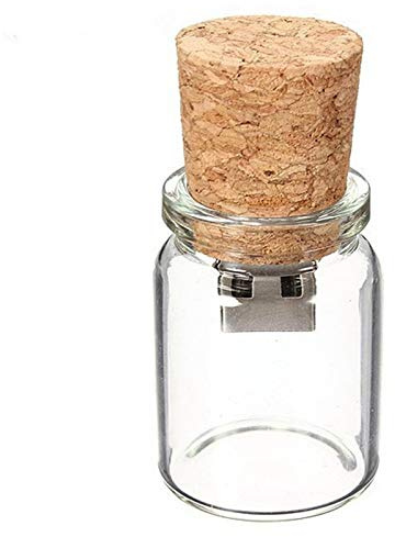 Ulticool - Botella Corcho Vaso 16 GB - Memoria Almacenamiento de Datos – Día de los Enamorados - San Valentin para él/Ella - Mujer/Hombre - USB Pendrive - Vaso Transparente y Marrón