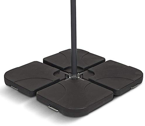 BillyOh Square Parasol Base, 4 Plates for Cantilever and Banana Hanging Parasol Umbrella Base, Easy Water or Sand Fill, Heavy Duty Plastic Garden Patio Park Parasol Stand