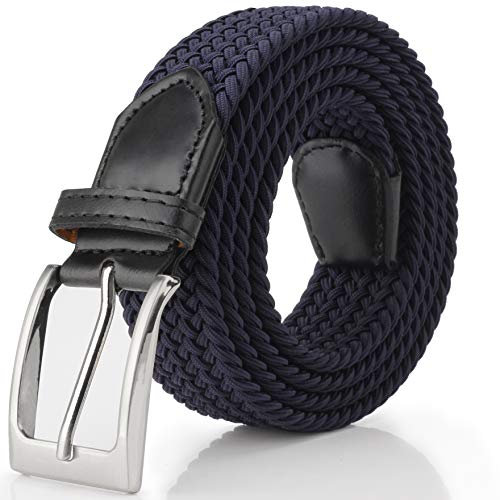 Fairwin Gürtel Herren Damen, Elastischer Gürtel Damen Herren, Gürtel Elastisch Herren Damen, Stoffgürtel Damen Gürtel Herren Ohne Löcher Stretch Gürtel Herren Damen Breite 3.3cm (Blau, Länge 125cm)