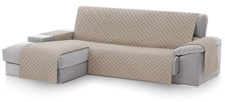 Textilhome Sofaschoner Chaiselongue MALU Links 240 cm Gesteppt Schutz Beige | Ideal für Haustiere und Kinder. Schützt das Sofa vor Flecken, Tierhaaren, Kratzern und täglicher Abnutzung