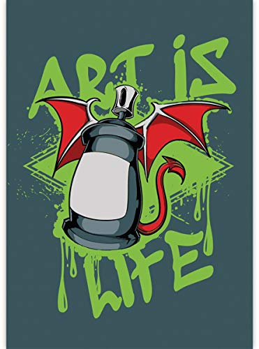1 Graffiti DIN A3 Malblock mit Teufel Spraydose: Art is life • Zeichenblock Skizzen-Block 25 Blatt weiß, kopfverleimt, holzfreies Qualitäts-Papier 100g/m² - für Schule, Basteln, Hobby