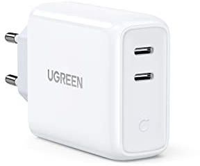 UGREEN 36W Chargeur USB C Double Port Compatible avec iPhone 14 Pro Max 13 12 11 XR X XS 8 iPad Pro Air Mini Pixel 6 Galaxy S22 Plus S21 Ultra S20 Note 20 Macbook Air M1 M2