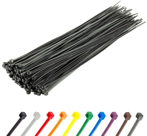 GTSE 11” Black Zip Ties, 100 Pack, 40lb Strength, UV Resistant Long Nylon Cable Ties, Self-Locking 11 Inch Tie Wraps