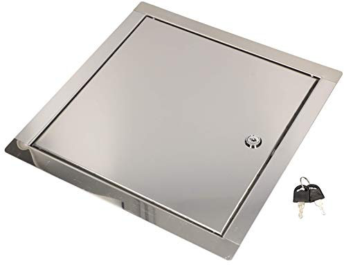 KOTARBAU® Puerta de inspección, 50 x 50 cm, Acero inoxidable, Panel de acceso, Compuerta de fácil acceso, Puerta de revisión, Trampilla para pared o techo, Plateada, Cerradura con llave