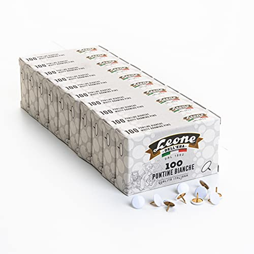 1.000 Puntine Colorate Leone Dell'Era - Stecca da 10 scatole da 100 pezzi, Bianche